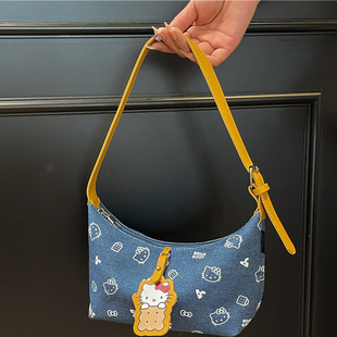 牛仔手提包女夏ins风可爱女轻奢小众高级感单肩包 凯蒂猫原创新款