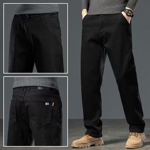 男士 子男磨毛商务西裤 休闲裤 系皮带毛呢裤 宽松直筒中年男裤 春秋款