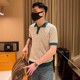 polo衫 英伦复古时尚 高级感菱格衣服男短袖 青年休闲带领t恤男 夏季