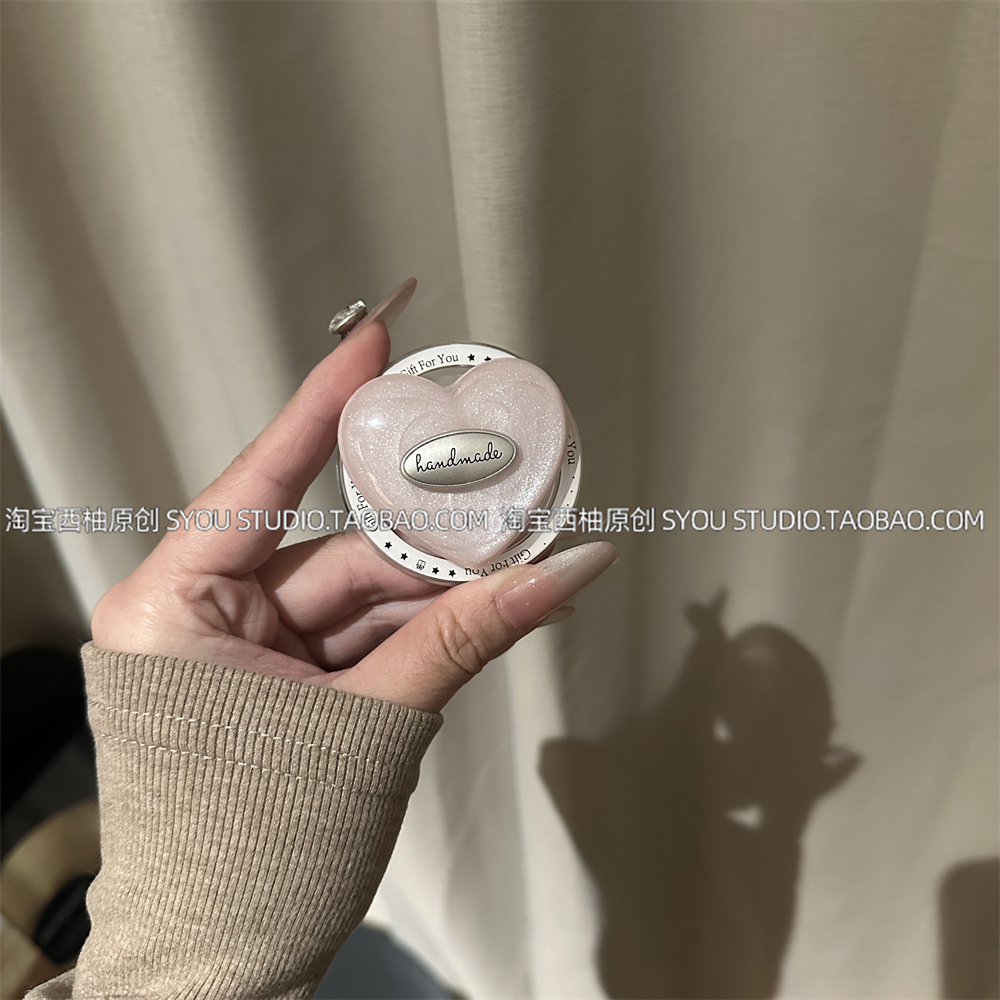 彩色爱心手机气囊支架英文轻奢ins风高级感磁吸背贴桌面看剧支架