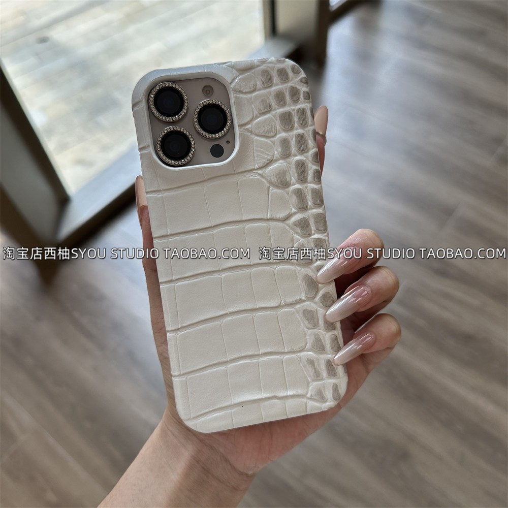 头层牛皮 喜马拉雅鳄鱼纹适用苹果16Promax手机壳iPhone15Pro保护套新款高级感真皮轻奢个性创意防摔气质外壳