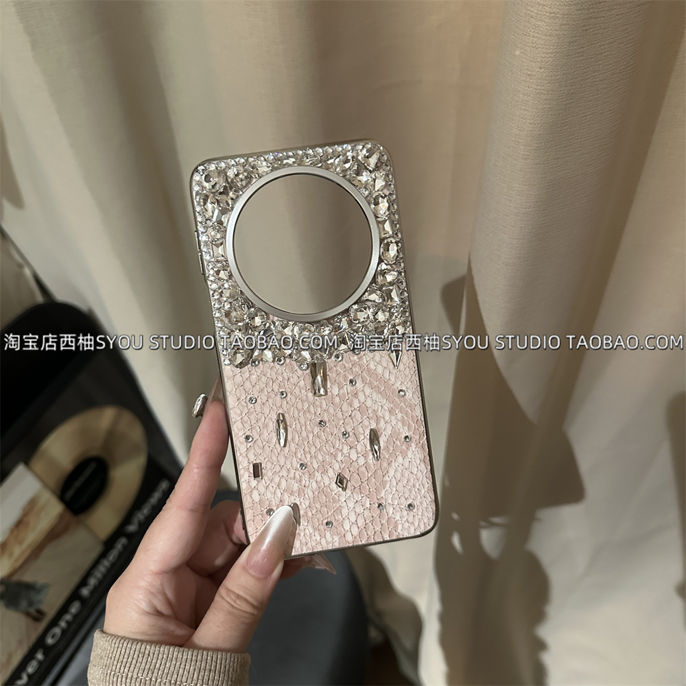 立体奢华水钻适用华为mate70Pro手机壳mate60Pro新款蟒纹皮壳女款