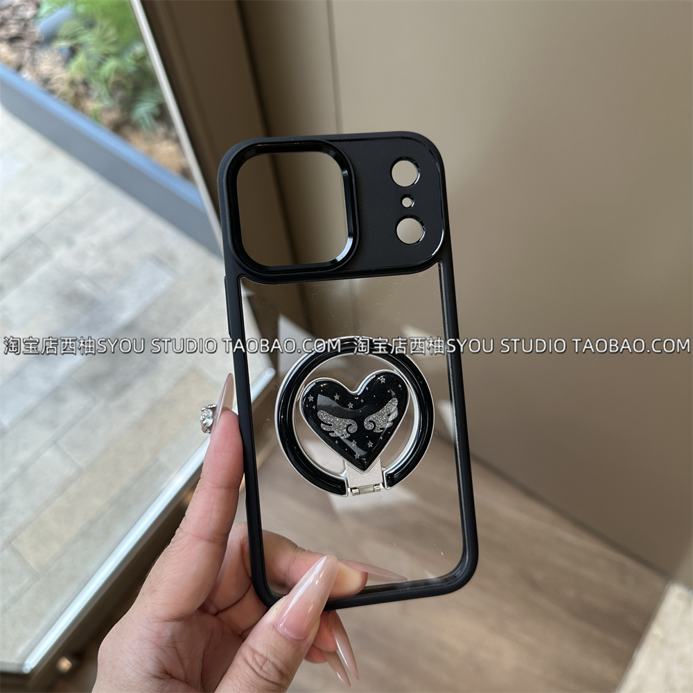 适用苹果17Promax手机壳iPhone16保护套15新款小众设计轻奢天使翅膀磁吸支架高级感透明硬壳气质防摔外壳女款