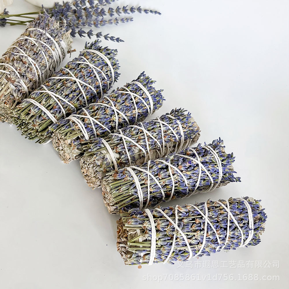 自然干花薰衣草捆绑白鼠尾草蓝鼠尾草净化香薰杖Sage Bundle批发