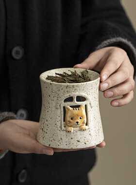 春野小猫香薰炉创意动物烤茶炉雪松圣木薰衣草提香器陶瓷烘烤炉子