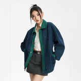 ANSWERME模特图W248条纹撞色水洗牛仔外套P125，女装短外套，新杭派391(FUSEEHO 391)