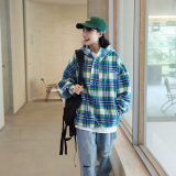 模特图W370秋季格子毛呢连帽卫衣外套P120控价158，男装卫衣，新杭派391(FUSEEHO 391)