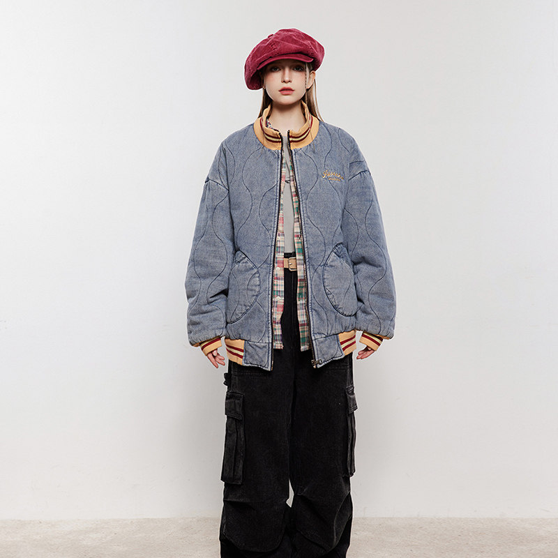 模特图MY129冬季牛仔夹克棉服P215控265,男装棉衣,新杭派391(FUSEEHO 391)