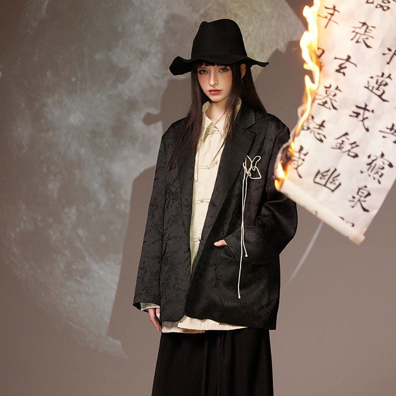 模特图W391新中式特殊面料西装P125控175,男装西服,新杭派391(FUSEEHO 391)