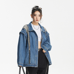 ANSWERME模特图W252拼接双拉链立领牛仔外套P160,女胖夏天衣服搭配图片图片