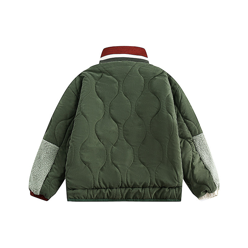 白底图MY135冬季绗线拼接羊羔绒棉服P175控228,男装棉衣,新杭派391(FUSEEHO 391)