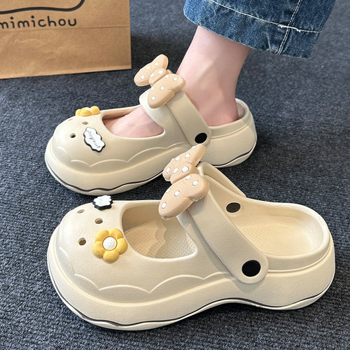 女EVA包头厚底洞洞鞋可爱