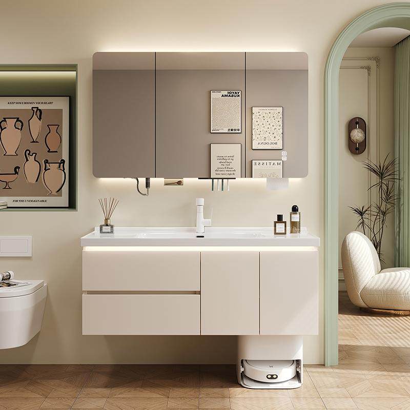 扫地机器人基站收纳浴室柜陶瓷一体盆卫生间洗漱台洗手洗脸盆台盆,家装主材,浴室柜组合,淘宝优惠券,粉丝福利购,淘宝优惠卷