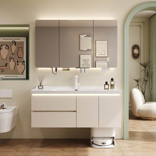 包安装扫地机器人基站奶油风浴室