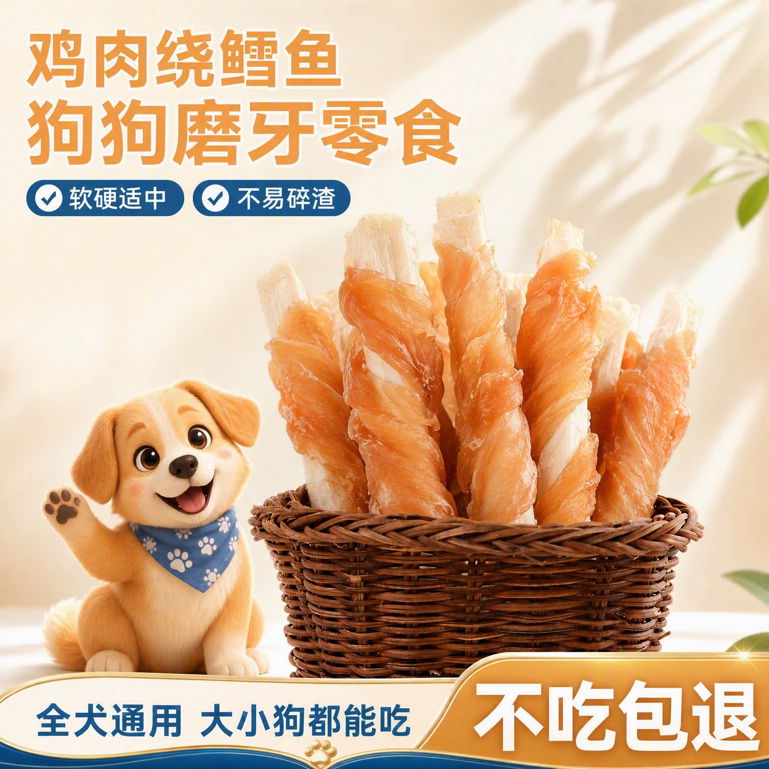 康贝儿狗狗零食鸡肉缠鳕鱼金毛泰迪正品营养包邮训练奖励宠物粮