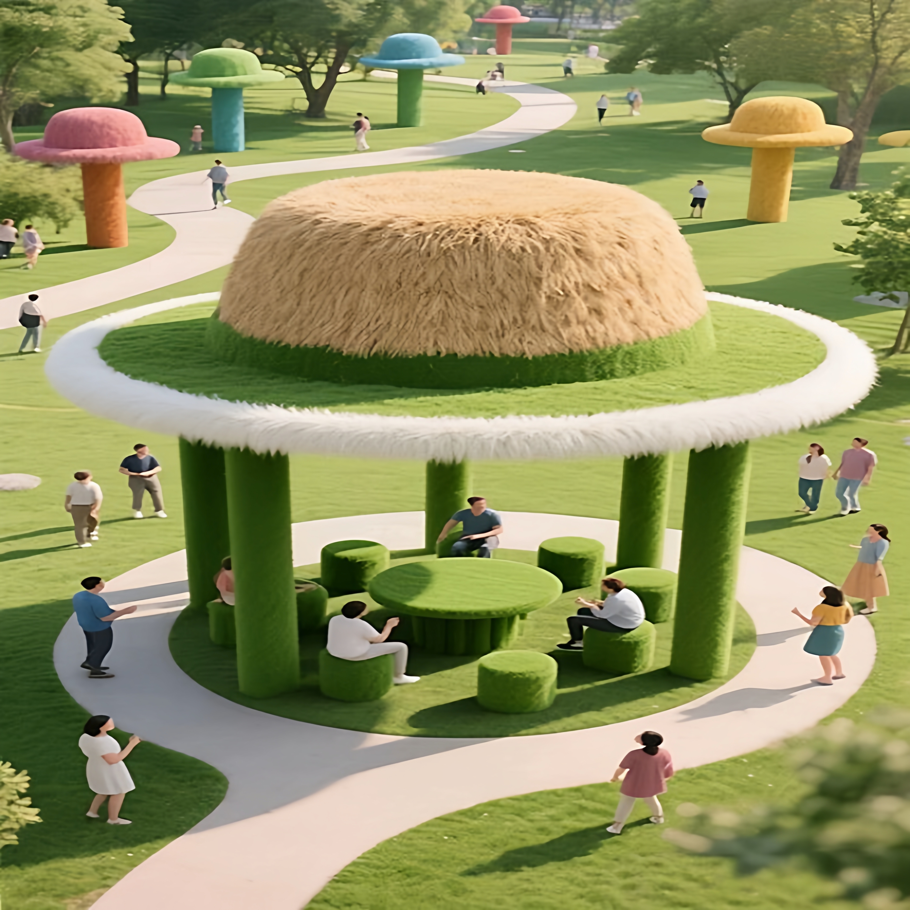 绿雕大草帽巨型藤编草帽户外网红大草帽景观草帽凉亭藤编帽子造型