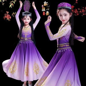 女童维族裙子古丽手鼓舞