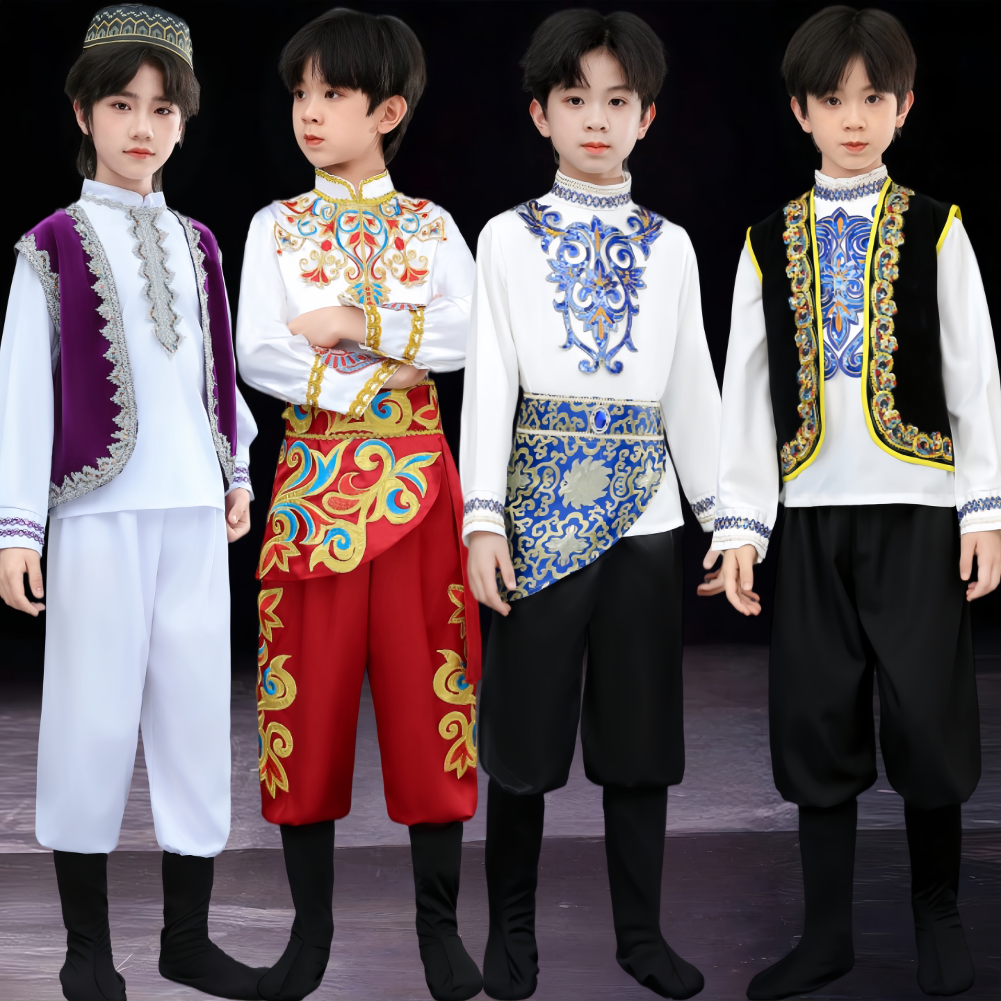 六一男童新疆舞演出服幼儿园维吾尔族舞蹈服小小古丽幸福鼓表演服