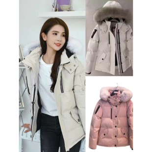 加拿大剪刀羽绒服加厚连帽女大毛领鹅绒工装男MOOSE派克大衣外套