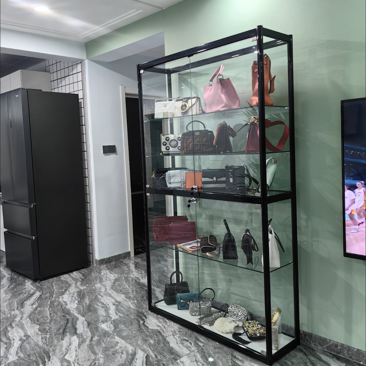 手办柜子玩具透明钢化玻璃柜头盔高达家居展示柜礼品柜子送货上门