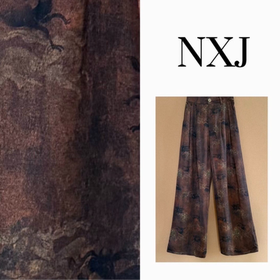 NXJ【锦衣玉食】微胖大码 高奢人丝麻阔腿裤长裤  260332