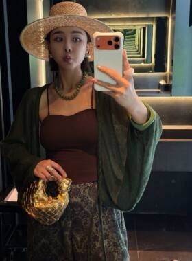 【阔太绿】微胖大码 百搭手工编织春夏披肩斗篷女 260719