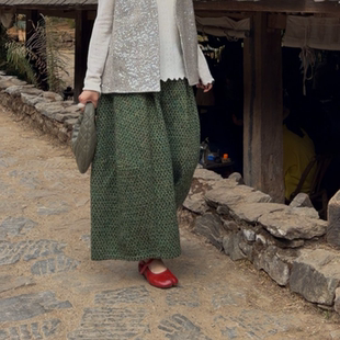 小香编织纹羊毛南瓜裙裤 微胖大码 260212 春日绿