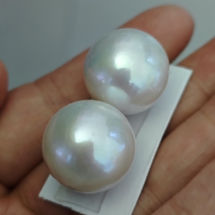 超大天然淡水珍珠对珠裸珠19/18/16/15/14mm耳环珠dⅰy可订制成品