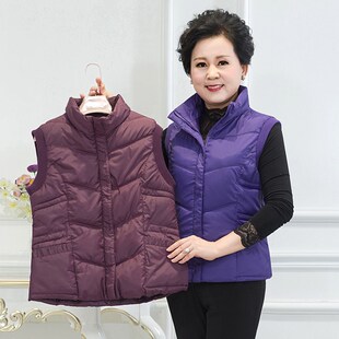 冬季高领拉链门襟棉防寒服女士棉马甲中老年加厚丝绵保暖马夹