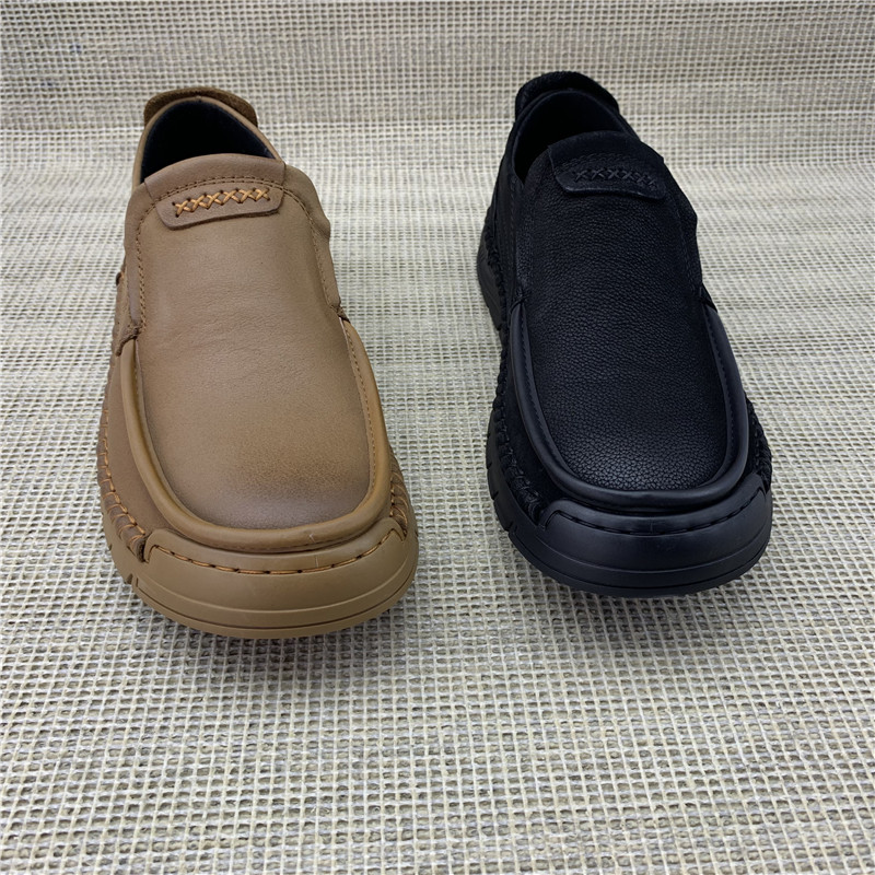 套脚休闲鞋真皮百搭一脚蹬男鞋