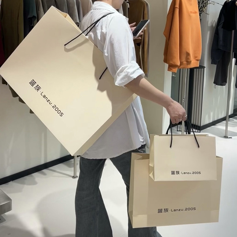 奶油黄手提袋纸袋白卡纸300起订