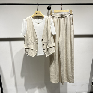 女裝 媛YC25X 新品 輕薄馬甲T恤三件套褲 T8880商場(chǎng)專賣2025夏時(shí)尚 潮