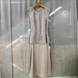 女裝 艾薇兒25 1271商場專賣2025夏時尚 新品 吊帶兩件套裙 網紗罩衫