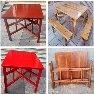 实木八仙桌老式折叠农村家用拆卸原木榫卯结构木质供桌四方桌子