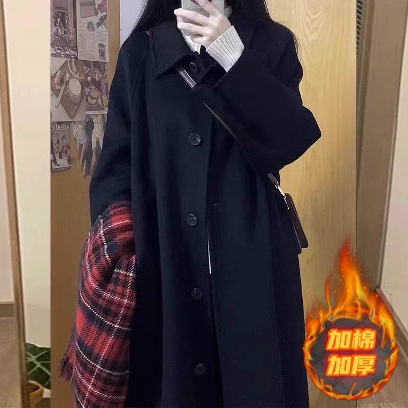 原版做法390克黑色大衣女毛呢外套2026秋冬季新款小个子高级