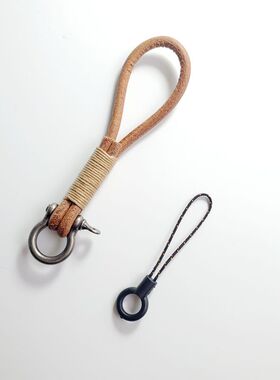 面包牛皮绳挂件复古钥匙扣
