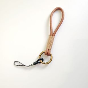 纯天然本色牛皮绳钥匙扣编织汽车圈链复古简约面包挂件短款摩托车