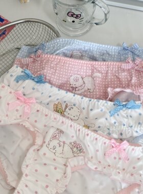 日系可爱波点甜美格子少女内裤