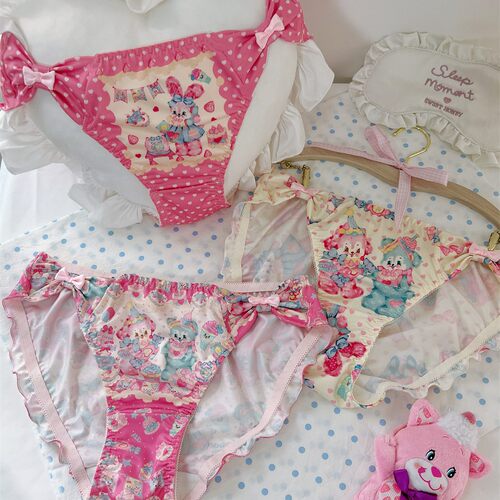 糖果派对印花蝴蝶结牛奶丝内裤