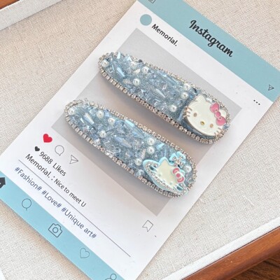 韩国东大门蓝色KT猫满钻BB发夹