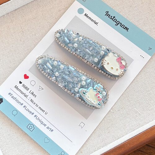 韩国东大门蓝色KT猫满钻BB发夹