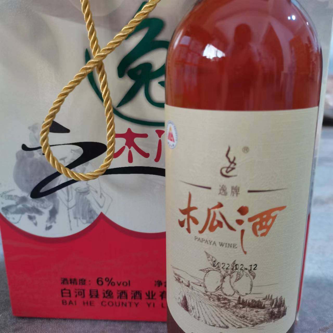 陕西安康特产 白河逸牌6度木瓜酒  730ml×6瓶 包装 果味酒 包邮