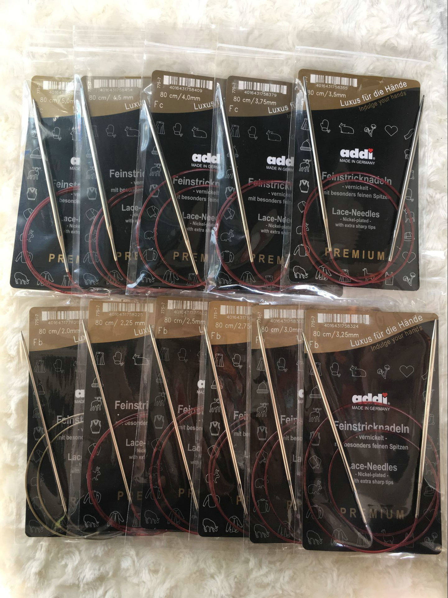 进口德国addi 60/80厘米银色红环环针棒针775-7银尖头2.0-3.