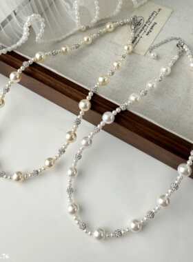 丽银新款镶钻珍珠项链女轻奢高级感小众设计感锁骨链劲链气质百搭