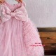 天空正版 粉色网纱公主风儿童礼服女童蝴蝶结亮片羽毛蛋糕裙蓬蓬裙