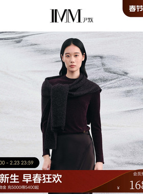 IMM尹默2025年秋雪尼尔材质肌理感长袖立领套头毛针织衫上衣女