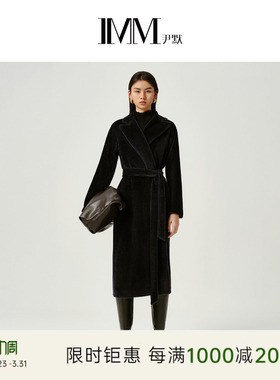 IMM尹默冬苏力羊驼毛超长款宽松廓形枪驳领毛呢大衣外套女