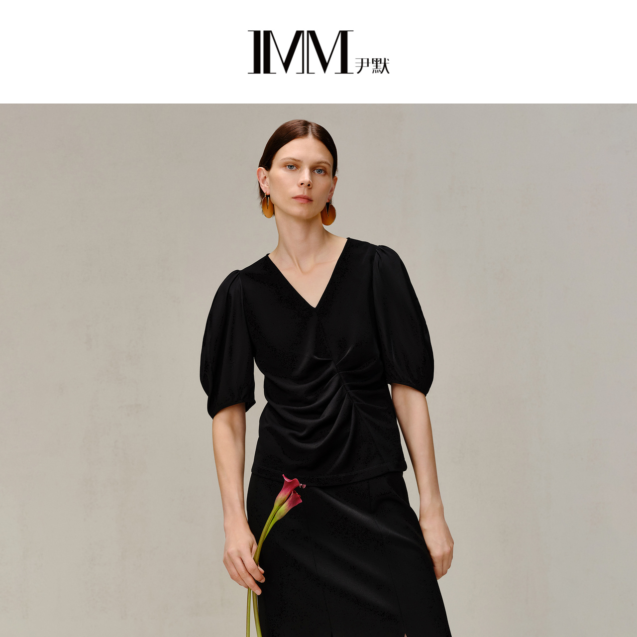 imm尹默设计感灯笼袖上衣