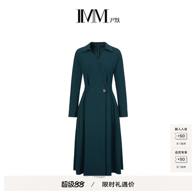 IMM尹默春气质大翻领长袖连衣裙