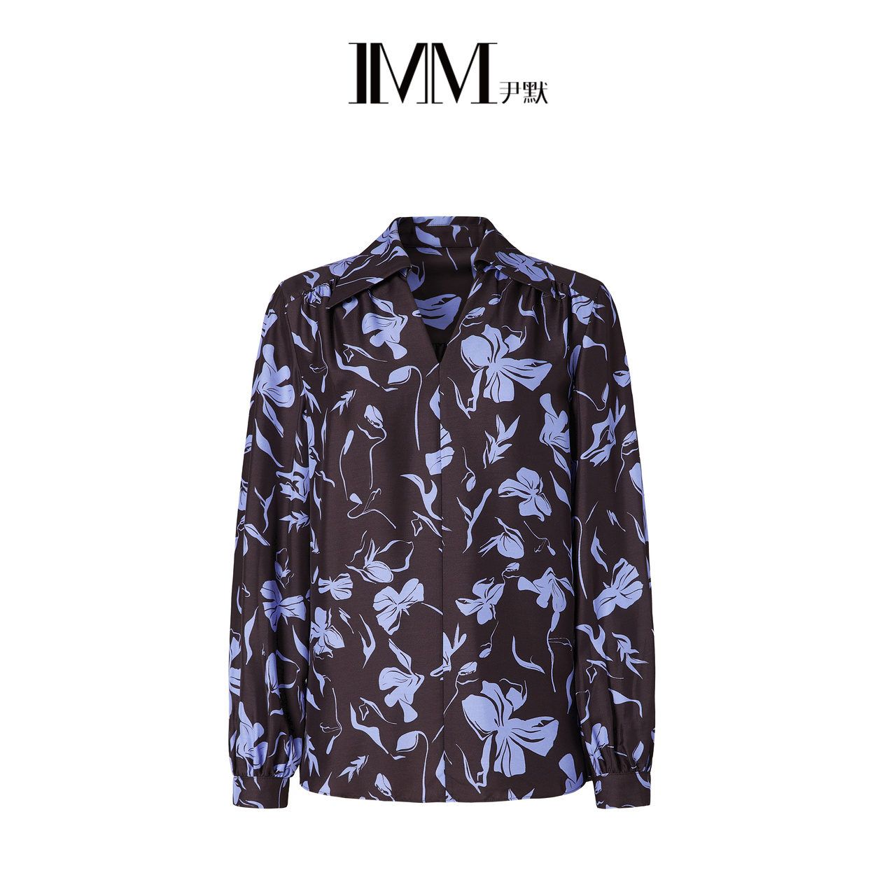 imm尹默V领印花精致上衣